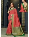 Classy Red Designer Silk Sari