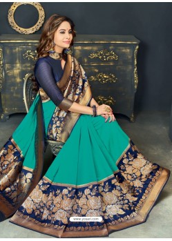 Classy Firozi Designer Silk Sari