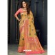 Classy Marigold Designer Silk Sari