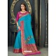 Classy Blue Designer Silk Sari