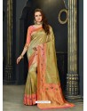 Classy Marigold Designer Silk Sari