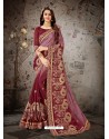 Classy Maroon Art Silk Embroidered Sari