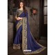 Awesome Navy Blue Art Silk Embroidered Sari