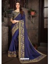 Awesome Navy Blue Art Silk Embroidered Sari