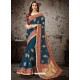 Awesome Navy Blue Art Silk Embroidered Sari