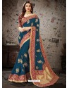 Awesome Navy Blue Art Silk Embroidered Sari