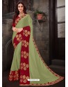 Classy Olive Green Art Silk Embroidered Sari