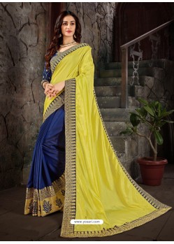 Trendy Yellow Art Silk Embroidered Sari
