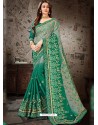 Trendy Forest Green Art Silk Embroidered Sari