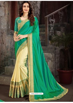 Trendy Forest Green Art Silk Embroidered Sari