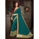 Trendy Peacock Blue Art Silk Embroidered Sari