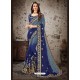 Awesome Navy Blue Art Silk Embroidered Sari