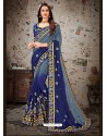 Awesome Navy Blue Art Silk Embroidered Sari