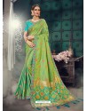 Awesome Green Bhagalpuri Silk Embroidered Sari