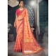 Awesome Light Orange Bhagalpuri Silk Embroidered Sari