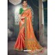 Trendy Orange Bhagalpuri Silk Embroidered Sari