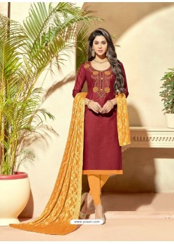 Ravishing Maroon Embroidered Designer Straight Salwar Suit