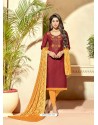 Ravishing Maroon Embroidered Designer Straight Salwar Suit