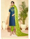 Fabulous Dark Blue Embroidered Designer Straight Salwar Suit