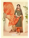 Scintillating Grayish Green Embroidered Designer Straight Salwar Suit