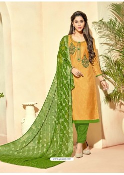 Fabulous Mustard Embroidered Designer Straight Salwar Suit