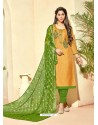 Fabulous Mustard Embroidered Designer Straight Salwar Suit