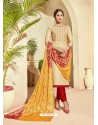 Fabulous Cream Embroidered Designer Straight Salwar Suit