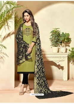 Scintillating Green Embroidered Designer Straight Salwar Suit