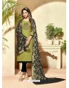 Scintillating Green Embroidered Designer Straight Salwar Suit