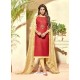 Fabulous Red Embroidered Designer Straight Salwar Suit