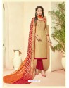 Fabulous Beige Embroidered Designer Straight Salwar Suit