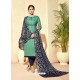 Fabulous Sky Blue Embroidered Designer Straight Salwar Suit