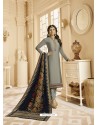 Fabulous Silver Embroidered Straight Salwar Suit