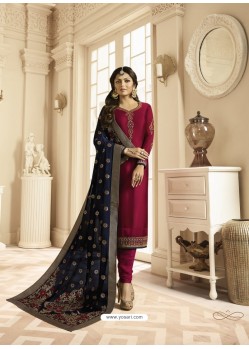 Fabulous Wine Embroidered Straight Salwar Suit