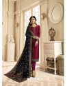 Fabulous Wine Embroidered Straight Salwar Suit