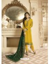 Fabulous Yellow Embroidered Straight Salwar Suit