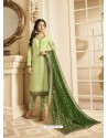 Fabulous Olive Green Embroidered Straight Salwar Suit