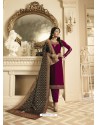 Fabulous Rose Red Embroidered Straight Salwar Suit