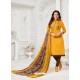 Fabulous Yellow Embroidered Churidar Salwar Suit
