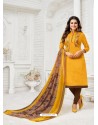 Fabulous Yellow Embroidered Churidar Salwar Suit