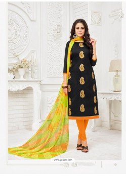 Ravishing Black Embroidered Churidar Salwar Suit