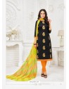 Ravishing Black Embroidered Churidar Salwar Suit