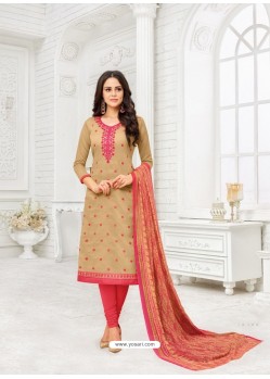 Ravishing Beige Embroidered Churidar Salwar Suits