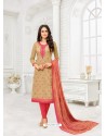 Ravishing Beige Embroidered Churidar Salwar Suits