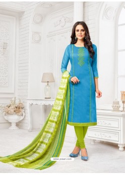 Ravishing Blue Embroidered Churidar Salwar Suits