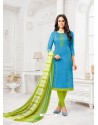 Ravishing Blue Embroidered Churidar Salwar Suits