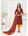 Ravishing Maroon Embroidered Churidar Salwar Suits