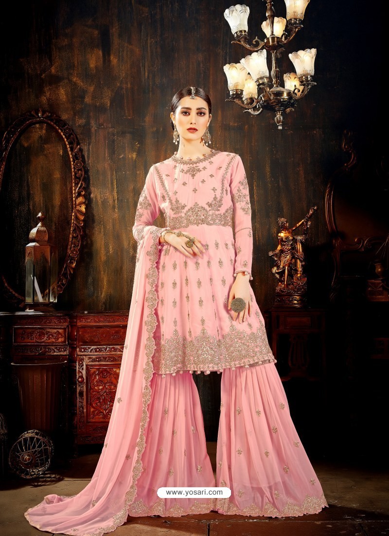 Light Pink Georgette Sharara Palazzo Suit at Rs 2327.99, Salwar Suit,  Designer Salwar Suit, Women Salwar Suits, महिलाओं का सूट सलवार - Prathmesh  Enterprises, Mumbai