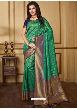 Classy Aqua Mint Designer Silk Sari