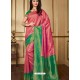 Awesome Rose Red Designer Silk Sari